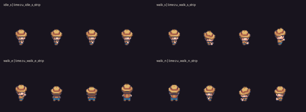 Steady Stars LimeZu player animation audit sheet