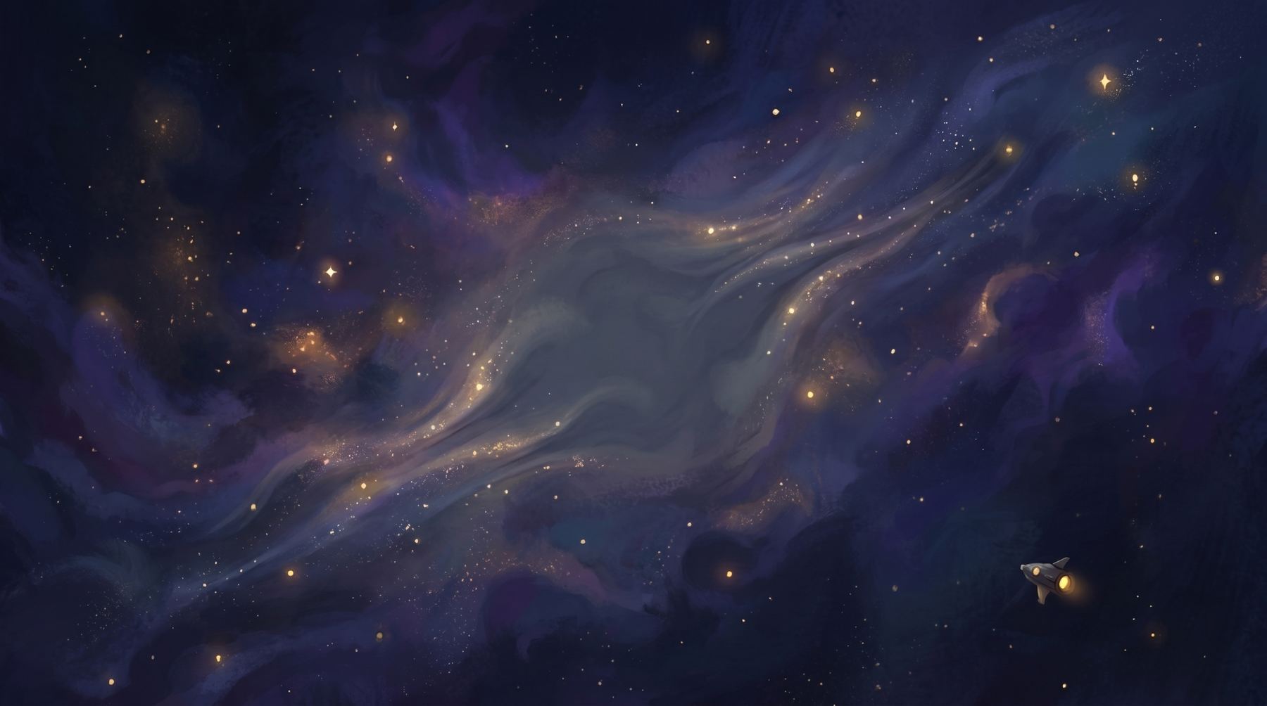 Stars leaning toward a region of soft darkness